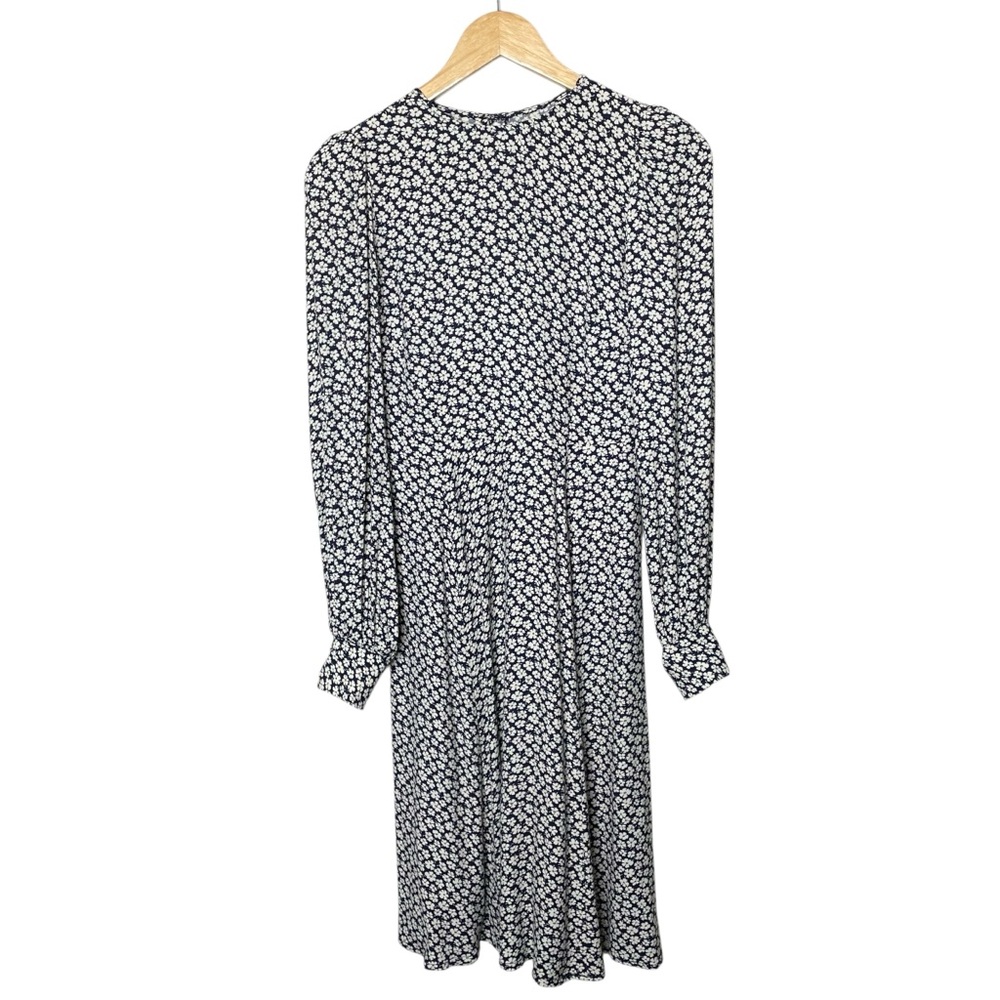Reformation Josephine Long Sleeve Floral Midi Dress Navy Blue - Picture 3 of 12